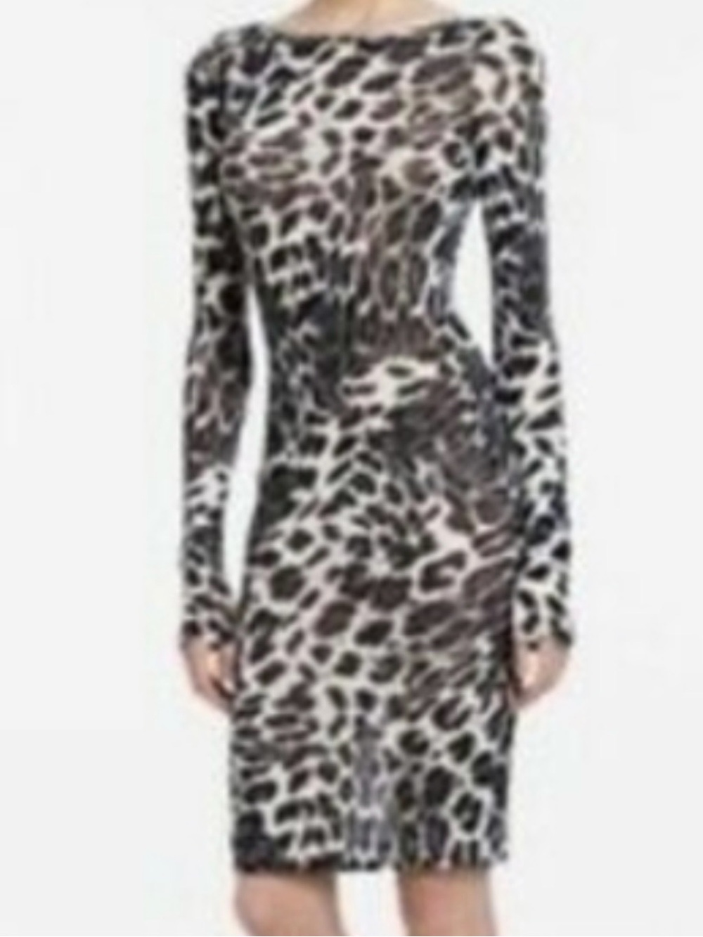 BCBGMaxAzria Black & White Long-Sleeve Animal Print Bodycon Dress